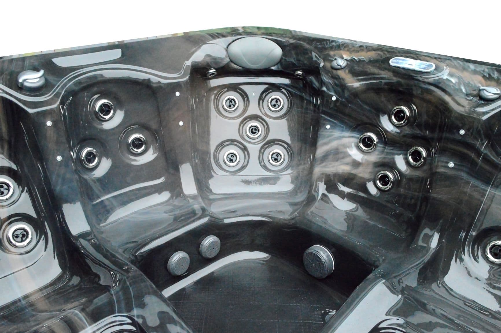 The Hanmer spa's marbled shell, its seats lined with jets